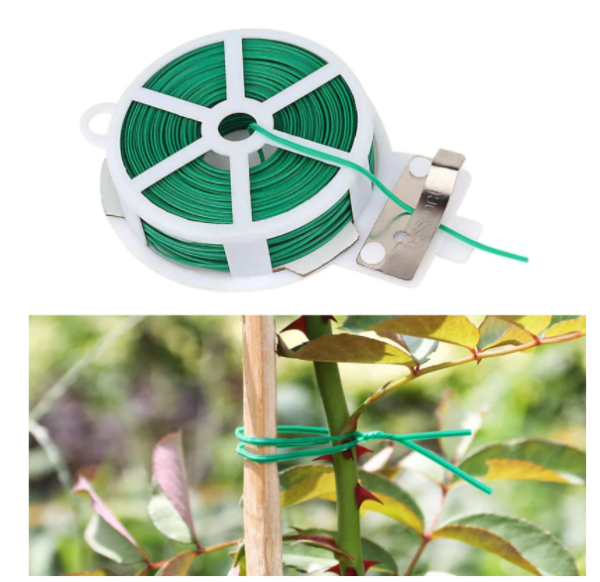 Green Coated Garden Plant Ties with Cutter Ties